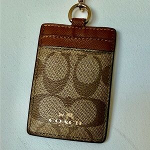 Coach Signature Brown and Tan ID Holder
